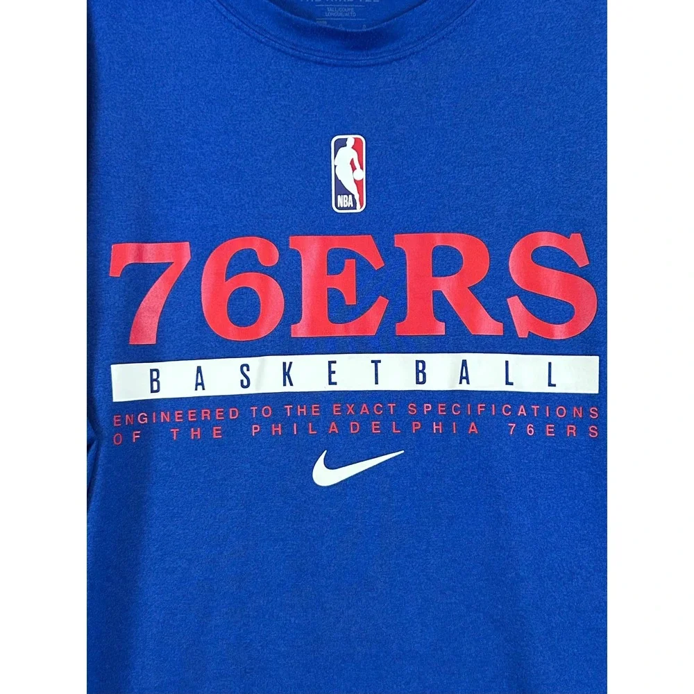 Nike Philadelphia 76ers NBA Dri-FIT Long Sleeve Shirt Mens‎ Large Tall LT Blue